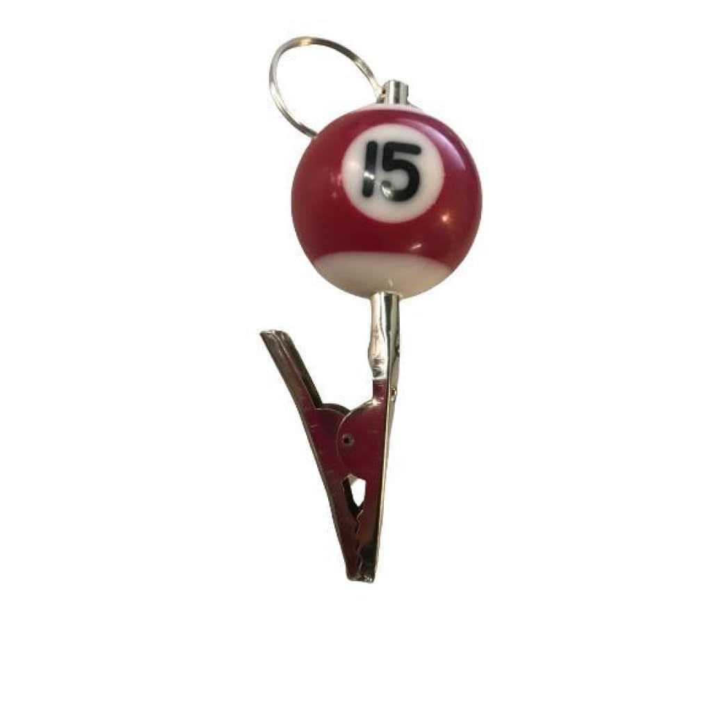 Red 15 pool ball style key chain assorted colors with metal clip