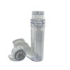 Portable transparent pre-roller cone filling bottle with twist-off cap for easy storage