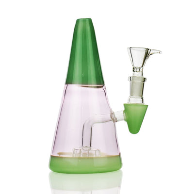 Sleek Puffco Peak Bong with green showerhead perc and 14mm bowl