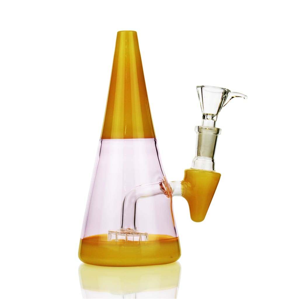 Sleek Puffco Peak Bong with showerhead perc, amber glass cone, 7 inch