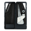 Portable Opal Peak Pro cocktail shaker set with helixed inner-cone in black case