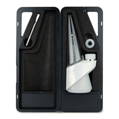 Portable Opal Peak Pro cocktail shaker set with helixed inner-cone in black case