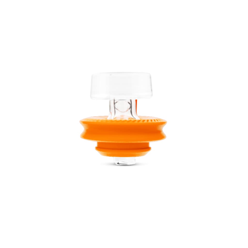 Orange silicone bottle stopper for Puffco Peak Pro Ball Cap maximizing vapor production