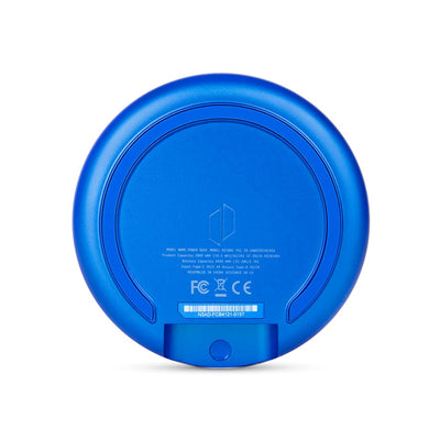 Bright blue Puffco Peak Pro Power Dock - Portable Wireless Charger with regulatory markings