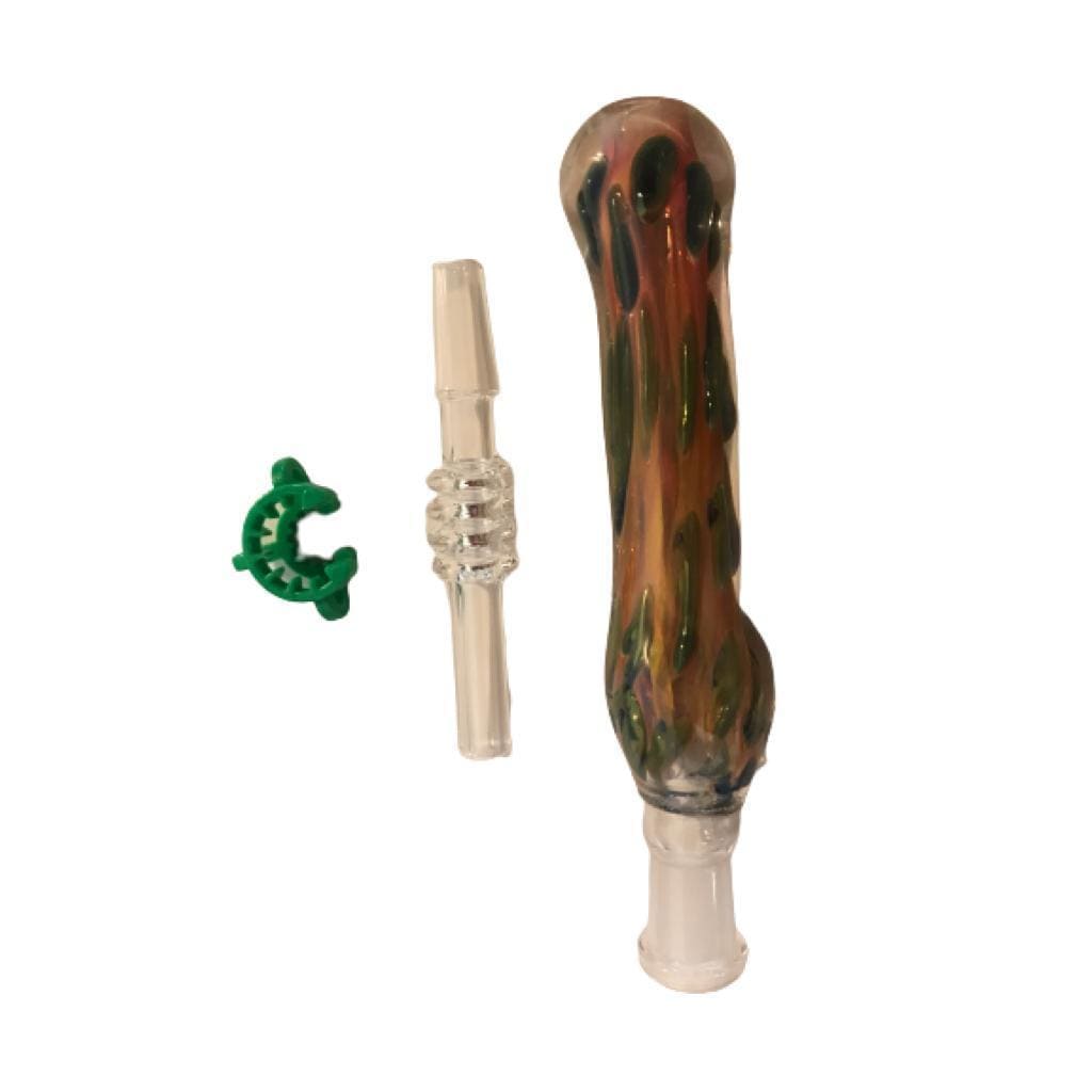 Top-rated Glass Hand Pipe With Multicolored Swirled Bowl And White Stem