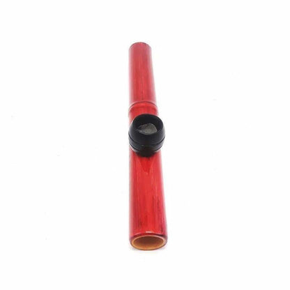 Red bamboo steamroller pipe with black mesh mouthpiece, 9 inch medium