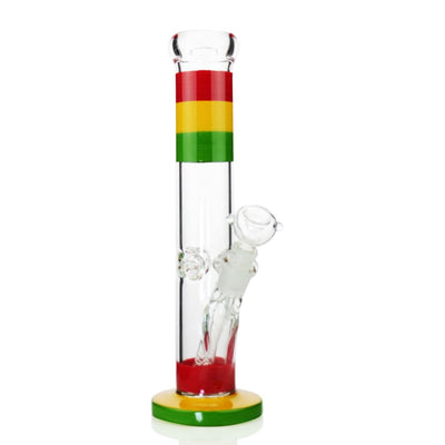 12-inch Rasta straight shooter bong with beaker base and rasta stripes