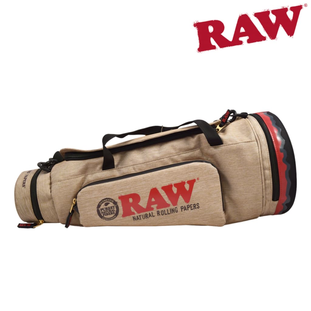 Tan RAW duffel bag for Wide Raw Cone with foil lining against harmful UV rays