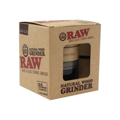 Raw Natural Wood Grinder with Impact-Resistant Glass 65mm