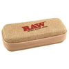 RAW-branded rolling paper case with wax coated fabric top and reinforced exterior base