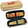 RAW pre-roll wallet with reinforced exterior containing rolling papers and pre-rolled cones