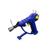 Futuristic ray gun torch with blue and yellow design and metal nozzle for dabbing essentials