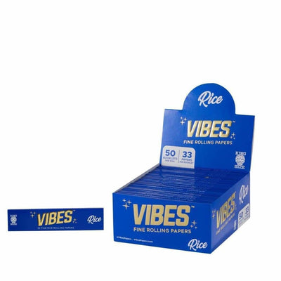 Box of Vibes Rolling Paper Rice King Size 50 Pack for premium rolling experience