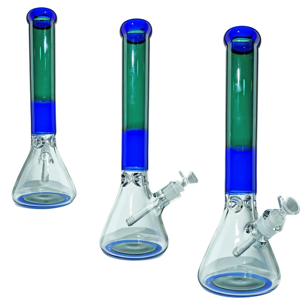 Ripper Beaker Glass Water Pipe with Green Blue Bongs, Adjustable Stem, Pull Resistance