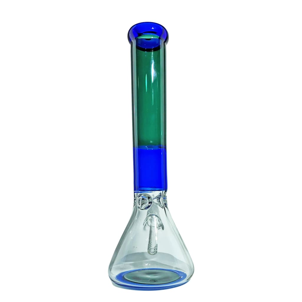 Ripper Beaker Glass Water Pipe with Blue-Green Gradient, Adjustable Stem, Pull Resistance