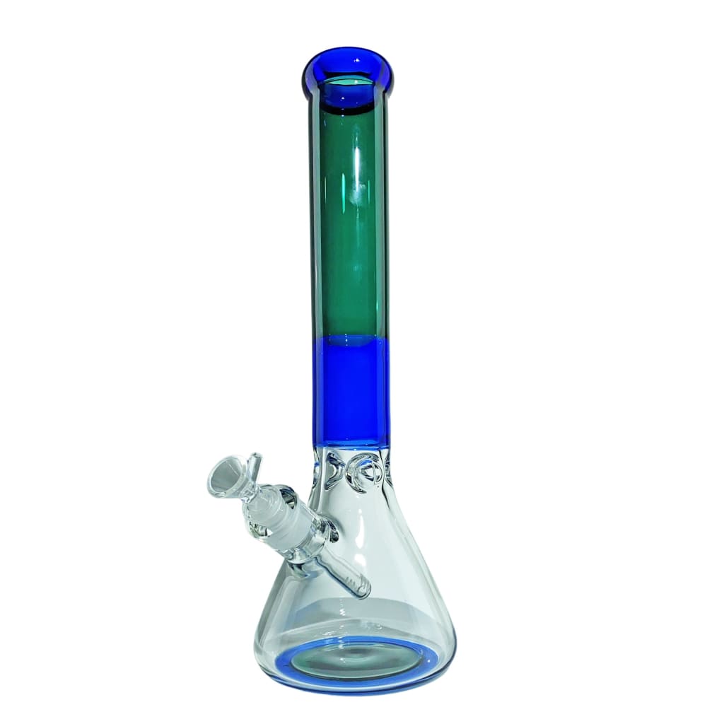 Ripper Beaker Glass Water Pipe with Blue-Green Adjustable Stem