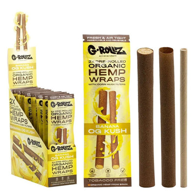 G-Rollz Pet Rock 2x Pre-rolled Organic Hemp Wraps in Banana & OG Kush flavors