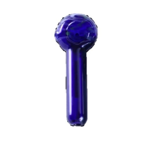 Sleek cobalt blue Roots Glass Pipe Slim Daily Driver with clear tubing
