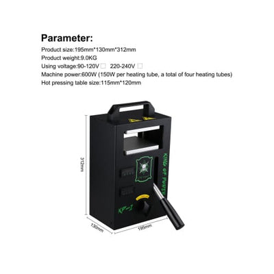 Ltq vapor rosin press machine with specs listed for pure vaping oil production