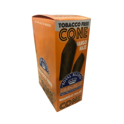 Box of tobacco-free Royal Blunts Cone mango-flavored wraps for pre-roller cone filling