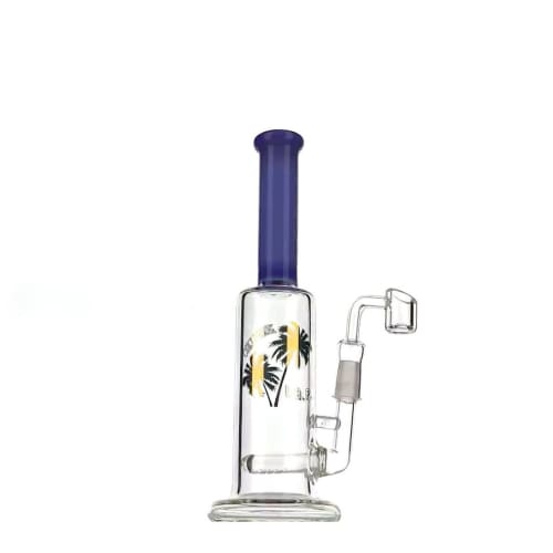 14royal Inline Perc Dab Water Pipe with Blue Neck and Zebra Design Layered Beaker Base