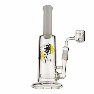 14royal Inline Perc Dab Glass Pipe with Palm Tree Design and Layered Beaker Base