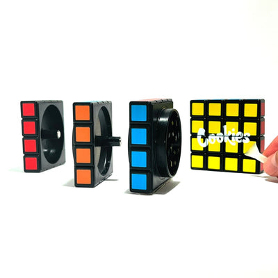 Rubix Cube Grinder with Neodymium Magnetic Connections and geometric cutting teeth for retro game enthusiasts