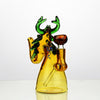 Glass water pipe with green horns, 14mm male bowl, tall ships assorted accessory