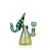 Glass water pipe with a curved neck, green accents, and 14mm male bowl from Tall Ships Assorted