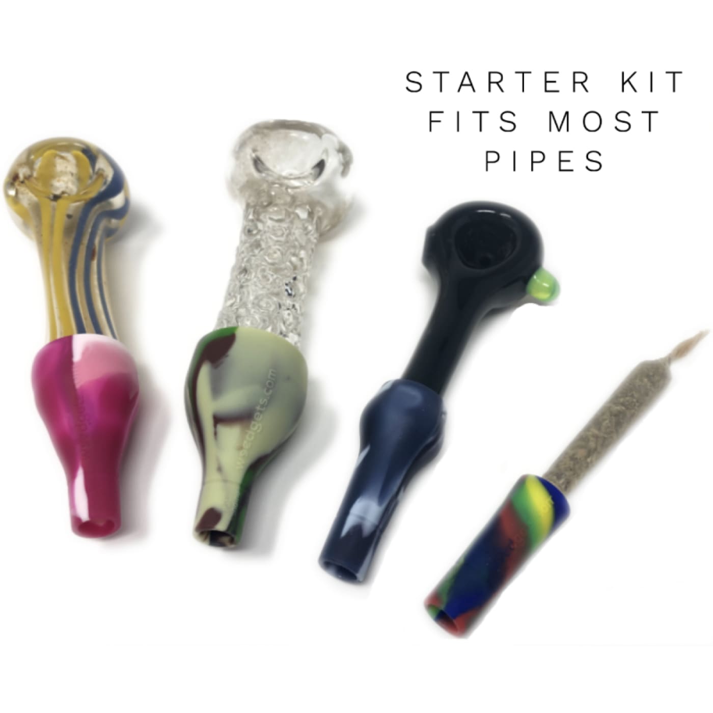 Colorful glass pipes and reusable silicone filter tips starter kit for smoking