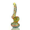 Colorful swirled glass pipe featuring yellow, green, and orange patterns in Sherlock Bubbler Swirling