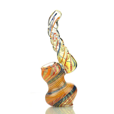 Twisted glass sculpture in vibrant colors for Sherlock Bubbler Swirling Art design