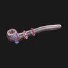 Sherlock color glass pipe with curved tube Gandalf design, tinted pink and decorative rings