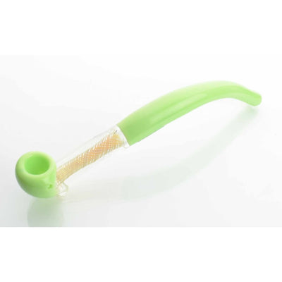 Sherlock Milky Tube hand pipe in lime green silicone with clear textured stem