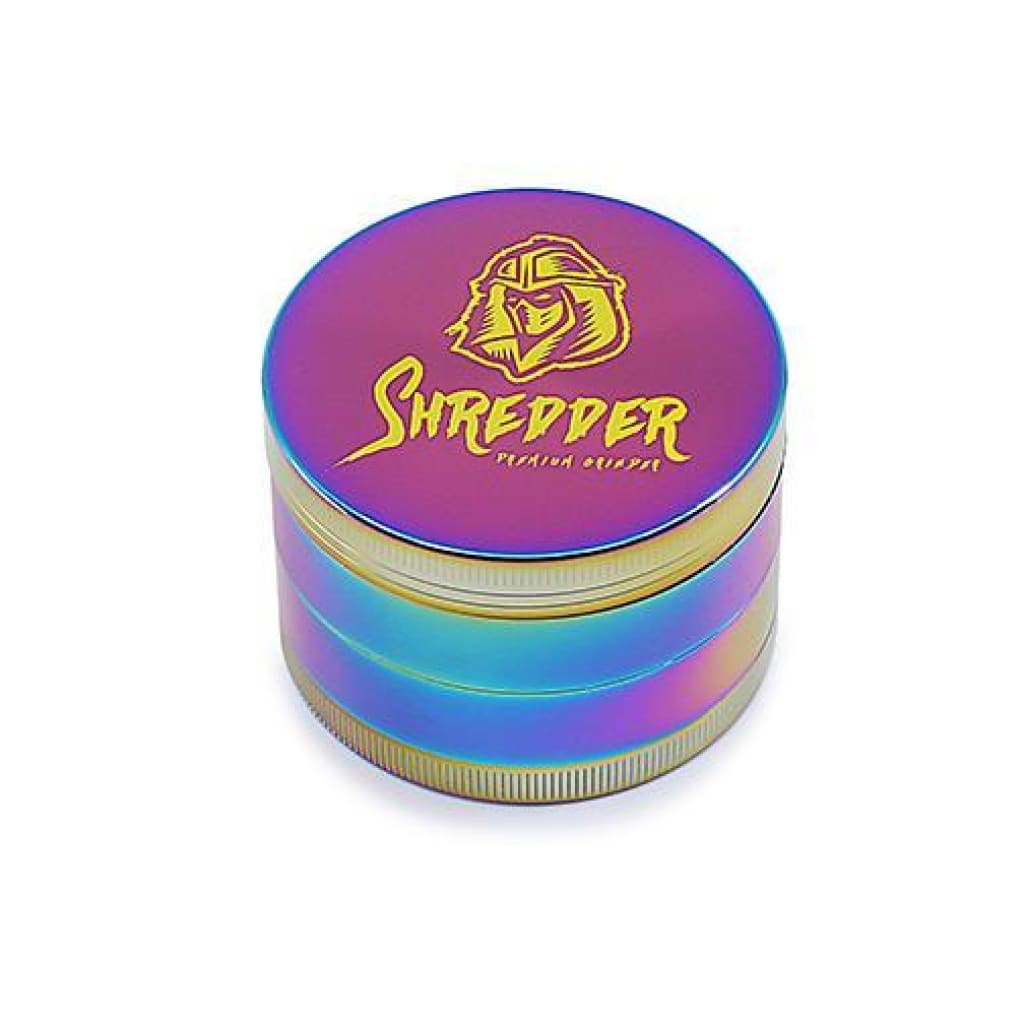 Iridescent metal herb grinder, Heavy Duty 63mm, Shredder branding, gift box included