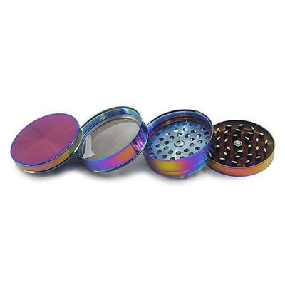 Heavy Duty 63mm Iridescent Metal Herb Grinder - 4-piece with Gift Box Included