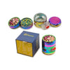 Heavy Duty 63mm Rainbow Rim Stash Shredder - Colorful Metal Herb Grinder with Compartments