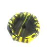 Durable silicone ashtray with an octagonal clock face and yellow-black abstract pattern