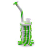 Colorful Silicone Water Pipe With Green And White Swirled Design And Splattered Barrel