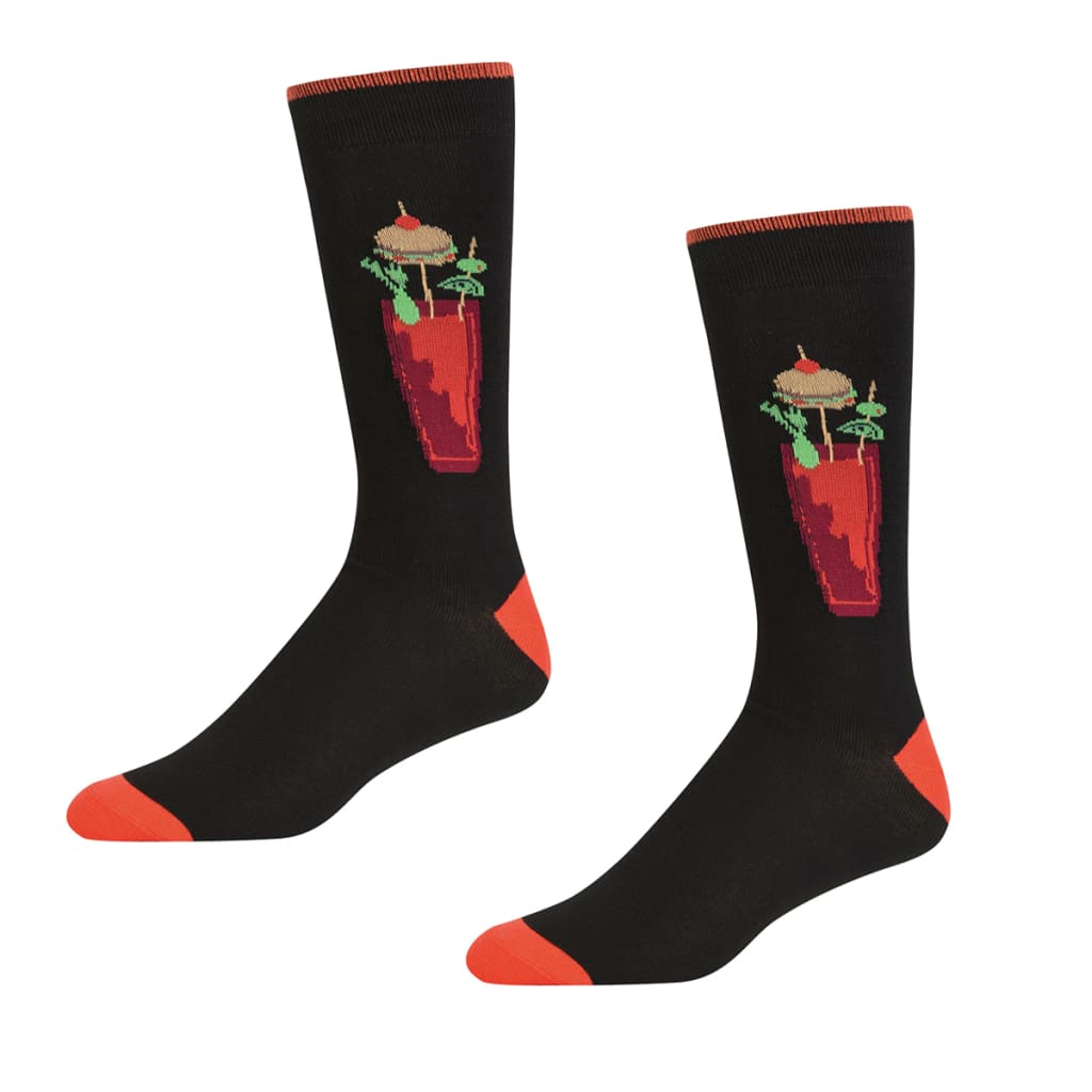 Pair Libero Socks Cocktail Print Size 10-13 Black with Red Design