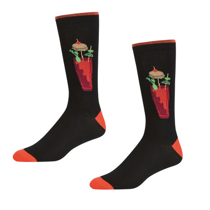 Pair Libero Socks Cocktail Print Size 10-13 Black with Red Design