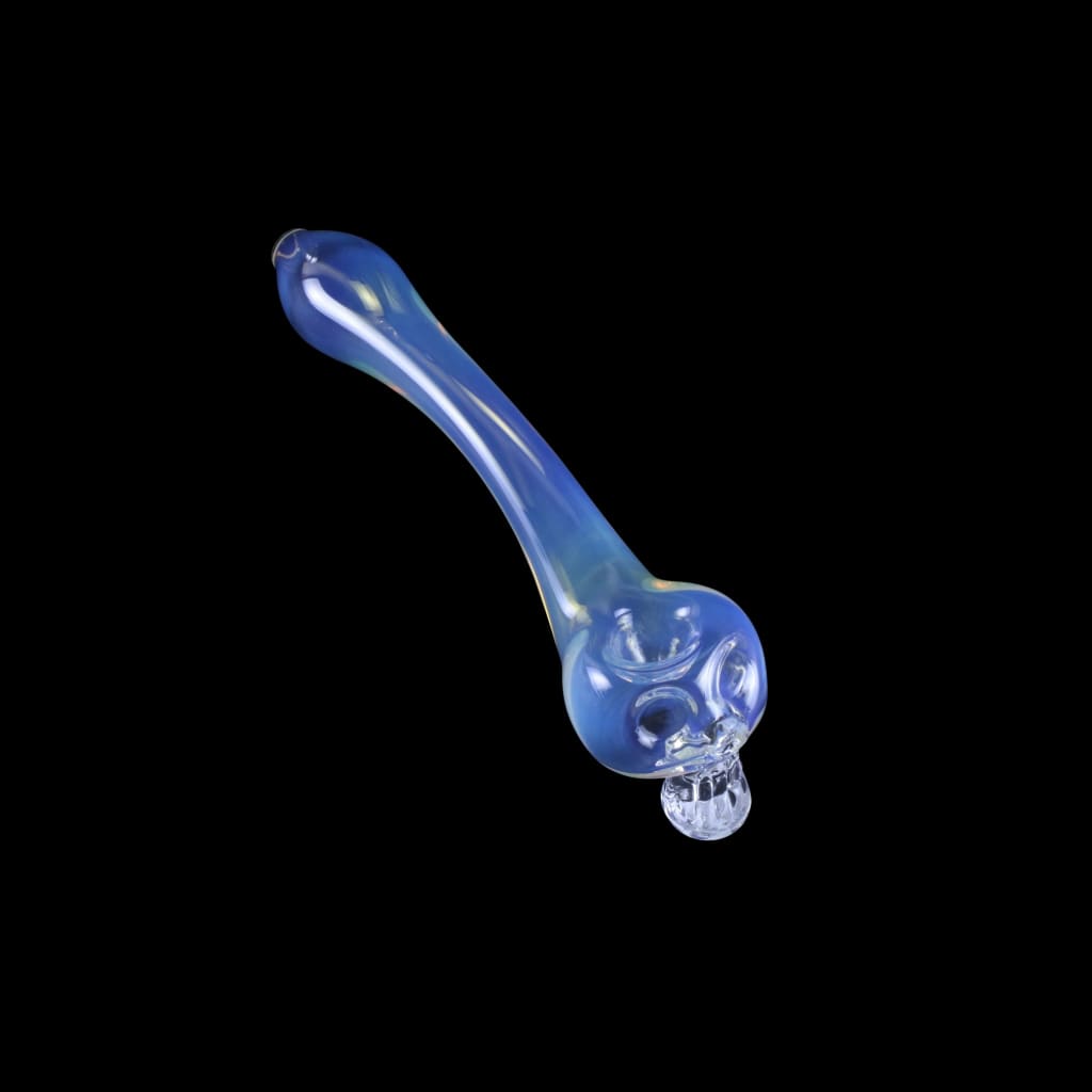 Blue skull Gandalf glass pipe with intricate design