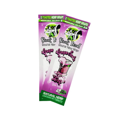 Two packages of Skunk Brand grape soda flavored terp enhanced hemp wraps