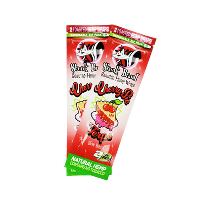 Two packages of Skunk Brand Cherry flavored enhanced hemp wraps displayed together