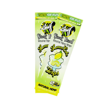 Two packages of Organic Skunk Terp Enhanced Hemp Wraps in Lemon Cake flavor