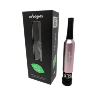 Retractable weed pipe with waterless cooling and filtration in its sleek packaging box