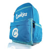 Blue ’Cookies’ Smell Proof Hands Free Backpack with logo. Perfect for travel and storage