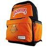 Orange Smell Proof Hands Free Backpack featuring ’Backwoods’ and ’Honey Bourbon’ branding