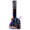 Iridescent Glass Water Pipe With Spiral Neck And Abstract Base From Heavy Duty Soft Glass