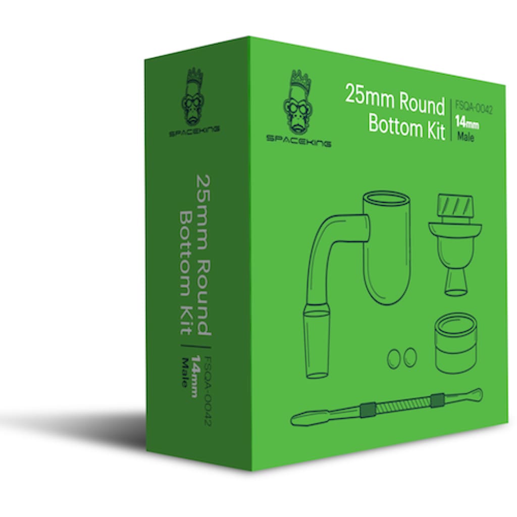 Green product box for Space King Banger sets with logo and components for a perfect dab session